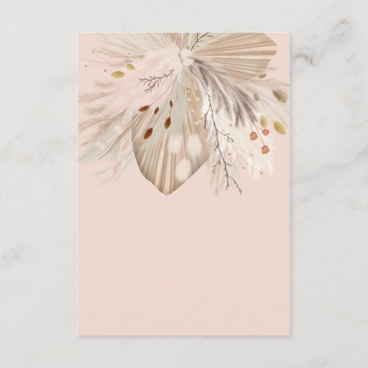 Carte D'accompagnement Boho pampas herbe genre neutre apporter un livre (Dos)