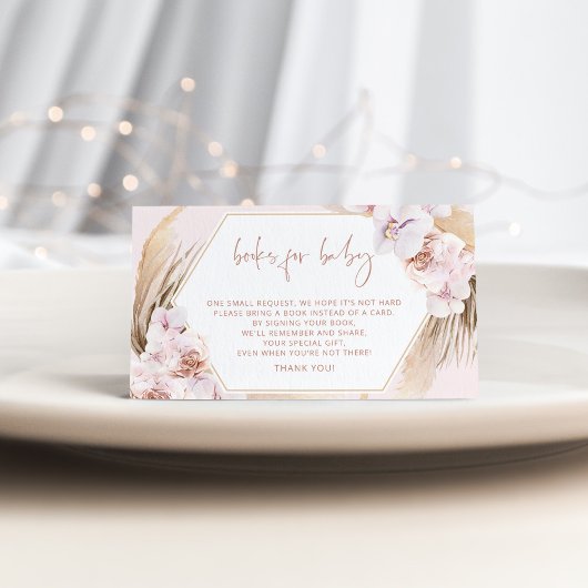 Carte D'accompagnement Boho pampas livres d'herbe pour bébé billet