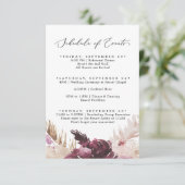 Carte D'accompagnement Boho Pampas Mariage Week-end Calendrier des événem (Debout devant)
