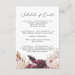Carte D'accompagnement Boho Pampas Mariage Week-end Calendrier des événem