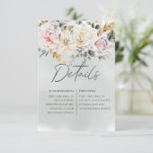 Carte D'accompagnement Boho Pampas & Rose Roses Green Détails du Mariage (Debout devant)