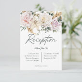 Carte D'accompagnement Boho Pampas & Roses Rose Mariage de réception blan (Debout devant)