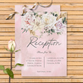 Carte D'accompagnement Boho Pampas & Roses Rose Réception de mariage