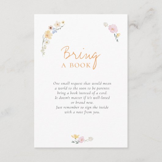Carte D'accompagnement Boho Pastel fleurs Baby shower de calligraphie (Devant)
