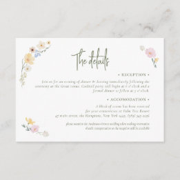 Carte D'accompagnement Boho Pastel fleurs Élégant Mariage de calligraphie
