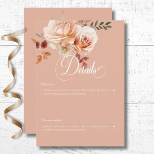Carte D'accompagnement Boho Peach & Rust Floral Peach Blush Détails