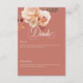 Carte D'accompagnement Boho Peach & Rust Floral Rust Détails (Devant)