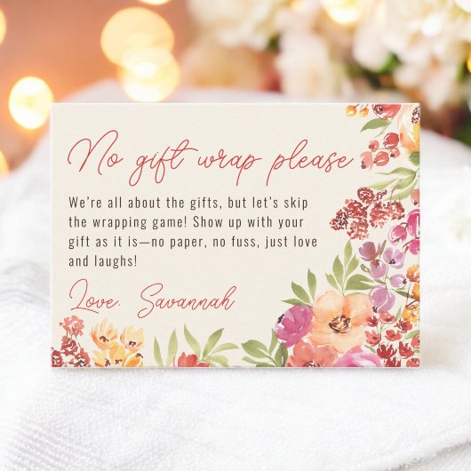 Carte D'accompagnement Boho Peint Floral Sans Fête des mariées Cadeau