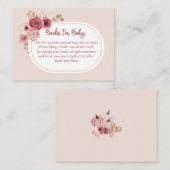 Carte D'accompagnement Boho Pink Floral Books For Baby (Devant / Derrière)