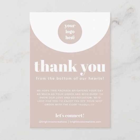 Carte D'accompagnement Boho Pink Merci Pour Commander Petites Entreprises (Devant)