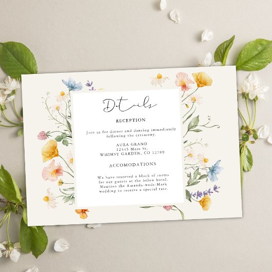 Carte D'accompagnement Boho Printemps Fleur sauvage Botanical Garden Wedd