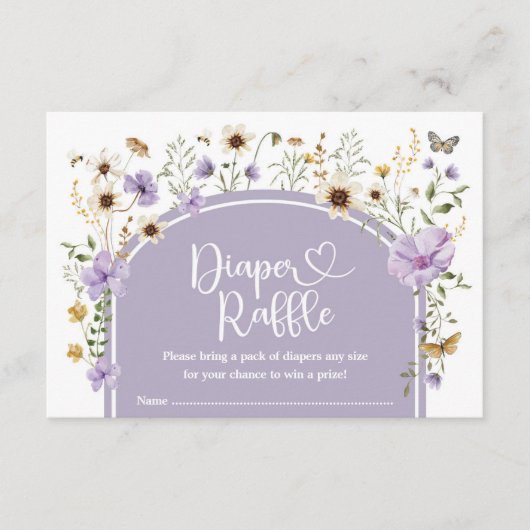 Carte D'accompagnement Boho Purple Fleur sauvage Diaper Raffle Baby Girl (Devant)