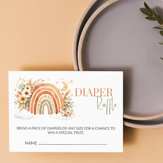 Carte D'accompagnement Boho Rainbow Neutral Baby Shower Diaper Raffle
