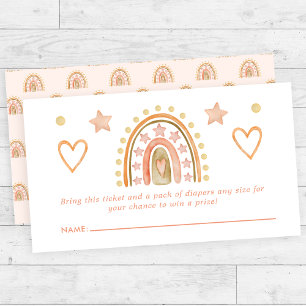 Carte D'accompagnement Boho Rainbow Watercolor Baby shower Déchets Raffle