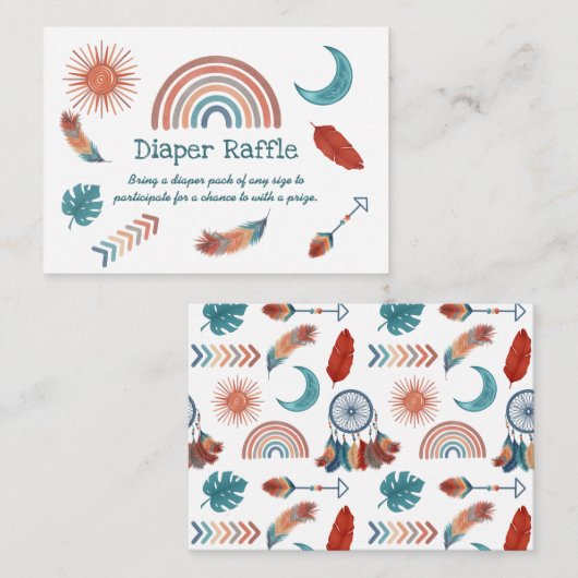 Carte D'accompagnement Boho Retro Baby shower arc-en-ciel Barreau Enclo (Devant / Derrière)