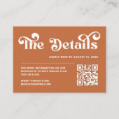 Carte D'accompagnement Boho Retro les années 70 Burnt Orange Site Mariage (Devant)