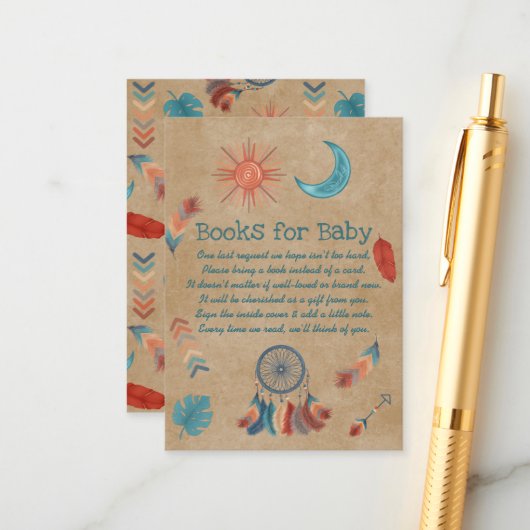 Carte D'accompagnement Boho Retro Sun Moon Baby shower Livres pour bébé (Devant/Arrière en situation)