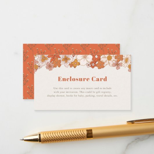 Carte D'accompagnement Boho Retro Super Floral Girl (Devant/Arrière en situation)