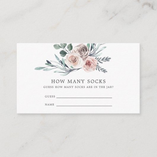 Carte D'accompagnement Boho Rose Baby shower Devine Combien De Chaussette (Devant)