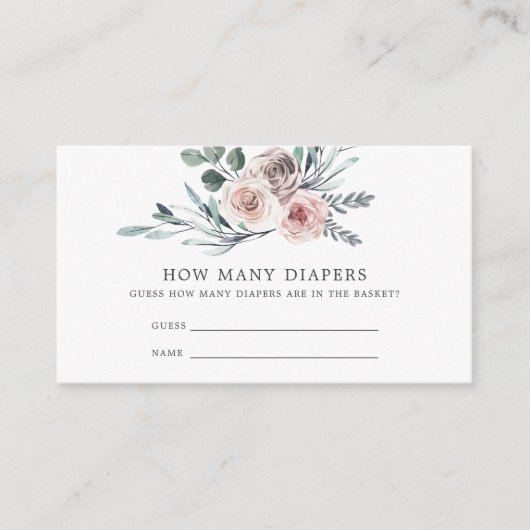 Carte D'accompagnement Boho Rose Baby shower Devine Combien de Diapeurs (Devant)