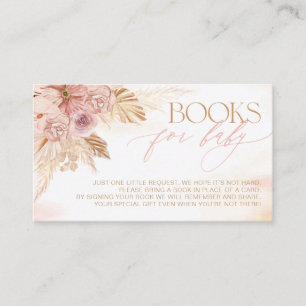 Carte D'accompagnement Boho rose et beige Boho Pampas Livres pour Baby sh