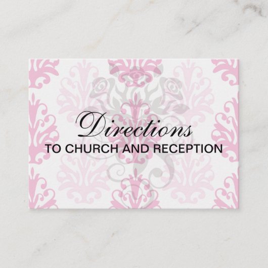 Carte D'accompagnement Boho rose et rose foncé chic damask (Devant)