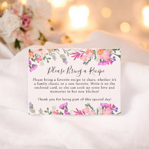 Carte D'accompagnement Boho Rose Floral Apportez une Recette Baby Shower 