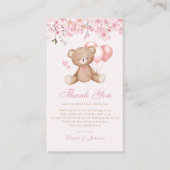 Carte D'accompagnement Boho rose floral Teddy Baby shower d'ours Merci (Devant)