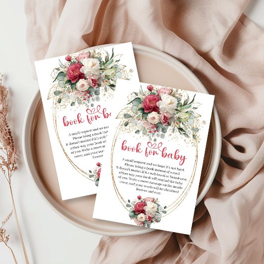 Carte D'accompagnement Boho Ruby Red Burgundy Greenery Book Request Card