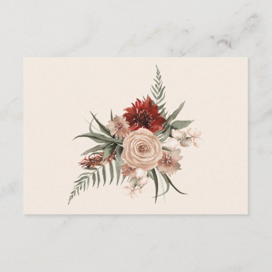 Carte D'accompagnement Boho Rust & Cream Fall Réception Florale (Dos)