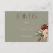 Carte D'accompagnement Boho Rust & Crème Fall Floral Sage Green Réception (Devant)