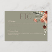 Carte D'accompagnement Boho Rust & Neutral Fall Floral Sage Green Détails (Devant)