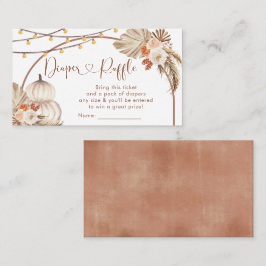 Carte D'accompagnement Boho Rustic Citrouille tomber dans l'amour Diaper  (Devant / Derrière)