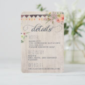 Carte D'accompagnement Boho Rustic Floral Information Card (Debout devant)