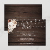 Carte D'accompagnement Boho Rustic Neutral Flowers Détails du Mariage Enc (Devant / Derrière)