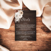 Carte D'accompagnement Boho Rustic Wood Fall Flowers Détails du Mariage