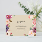Carte D'accompagnement Boho Rustique Aquarelle Fleurs Mariage Insertion (Debout devant)