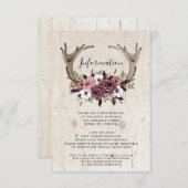 Carte D'accompagnement Boho Rustique Floral Antlers Mariage bois (Devant / Derrière)