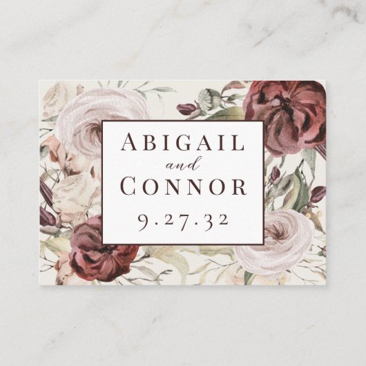 Carte D'accompagnement Boho Rustique Marsala Crème Floral Web QR (Dos)