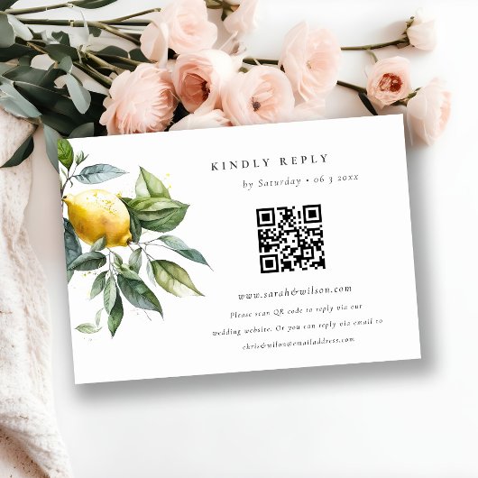 Carte D'accompagnement Boho Rustique Minimal Jaune Lemon Jardin Mariage