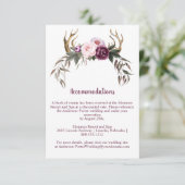 Carte D'accompagnement Boho Rustique Pivoines Violettes et Bois de Cerf (Debout devant)