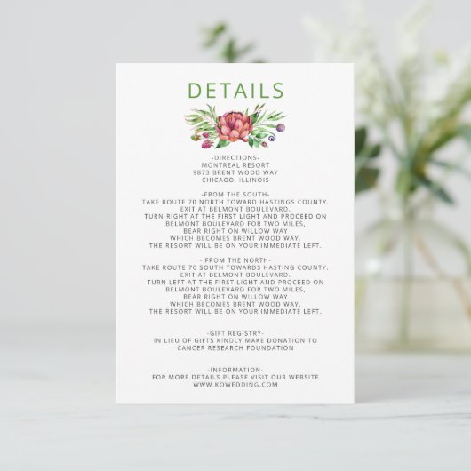 Carte D'accompagnement Boho Rustique Succulent Cactus Mariage de verdure (Debout devant)