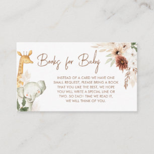 Carte D'accompagnement Boho Safari Animaux Baby showers Livres pour bébé