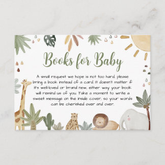 Carte D'accompagnement Boho Safari Baby shower Livres Pour Bébé