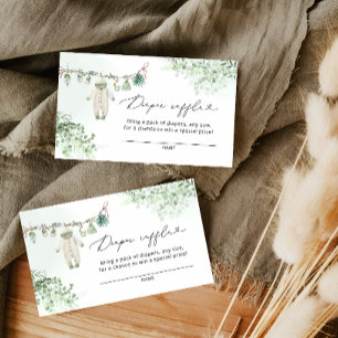 Carte D'accompagnement Boho Sage Green Baby Clothes Line Diaper Raffle