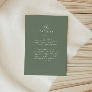 Carte D'accompagnement Boho Sage Green   Détails sur l'invité Mariage sim