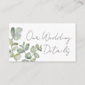 Carte D'accompagnement Boho Sage Green Eucalyptus Détails du Mariage (Devant)