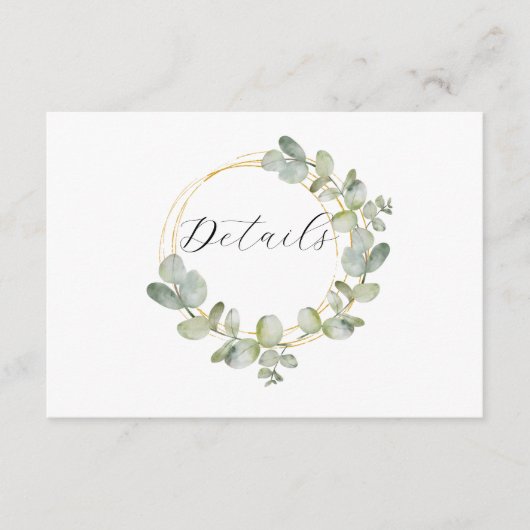 Carte D'accompagnement Boho Sage Green Eucalyptus Wreath Wedding Details (Devant)