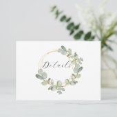 Carte D'accompagnement Boho Sage Green Eucalyptus Wreath Wedding Details (Debout devant)