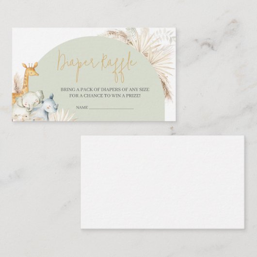 Carte D'accompagnement Boho Sage Green Safari Baby shower Déchets Raffle (Devant / Derrière)